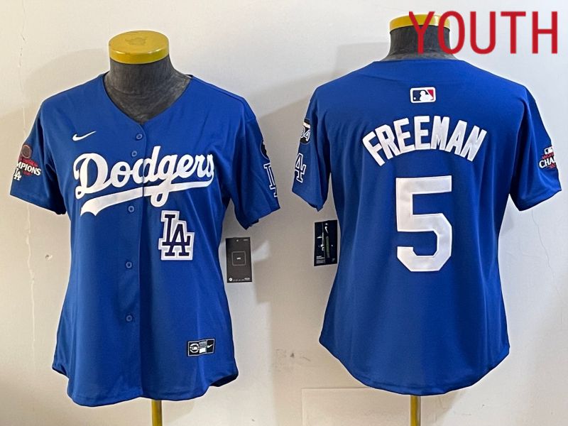 Youth Los Angeles Dodgers #5 Freeman Blue Game 2024 Nike MLB Jersey style 1205->youth mlb jersey->Youth Jersey
